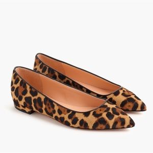 NIB J.Crew Pointy Toe Flat in Haircalf Leopard - Rich Mahogany - size 10